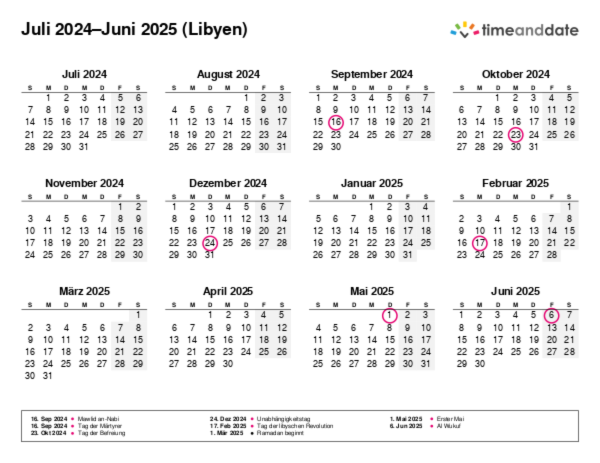 Kalender für 2024 in Libyen
