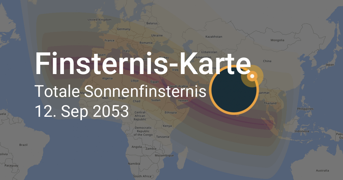 Karte: Totale Sonnenfinsternis am 12. September 2053
